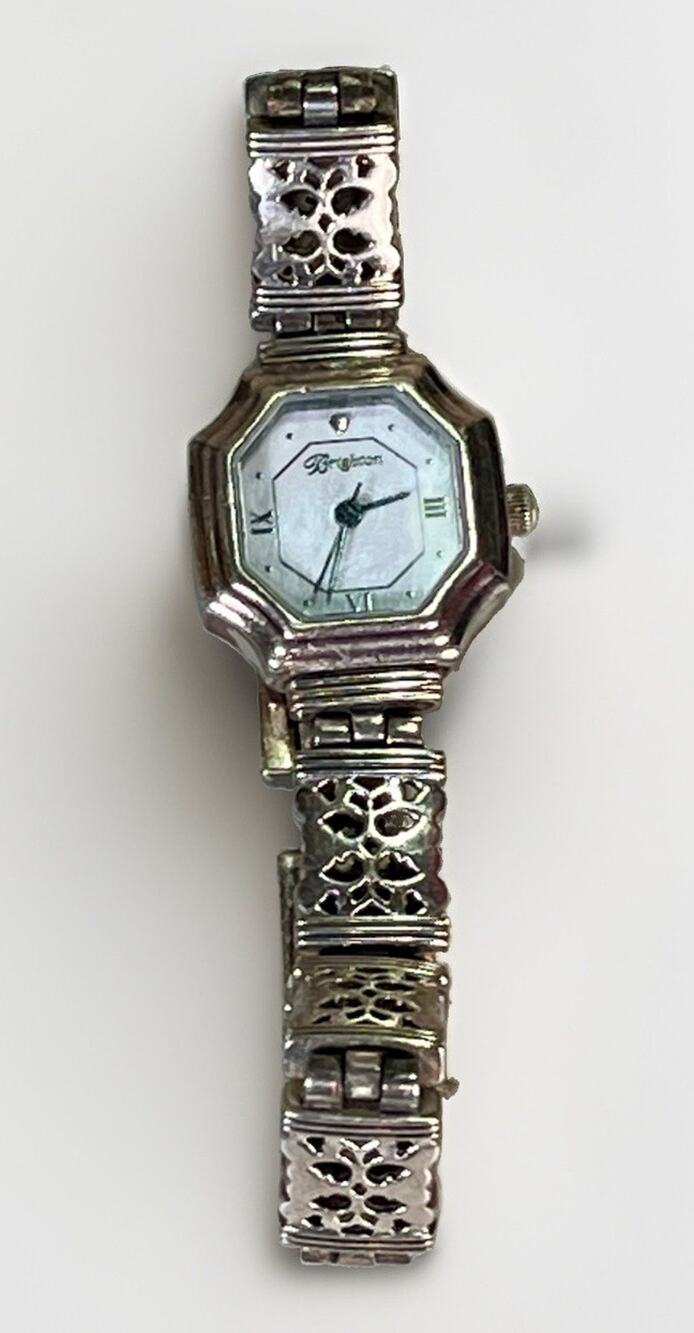 BRIGHTON Barcelona Women’s Quartz Watch Silver Tone Floral Bracelet